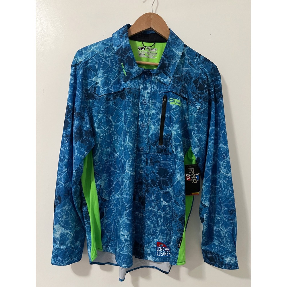 Pelagic Eclipse Guide Shirt Pro Series Mens Medium Blue Long Sleeve Fishing